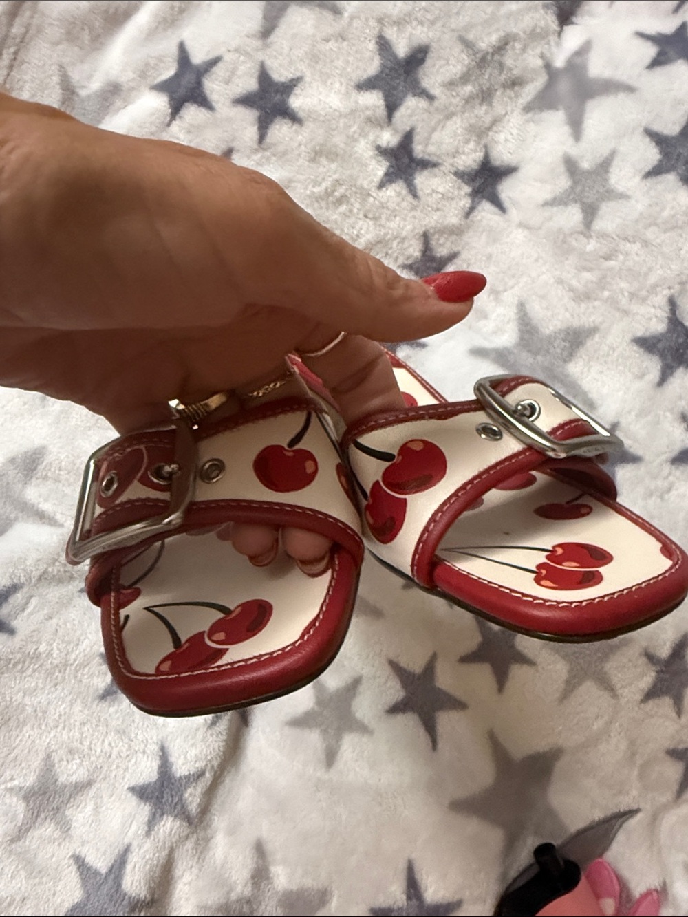 Coach Red Cherry Buckle Slide Mules - Picture 3 of 7